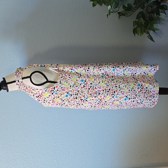 CECE Tie Neck Halter Shift Knee Length Dress in Candy Gem Multi Color Print Sz 8 - Picture 4 of 10